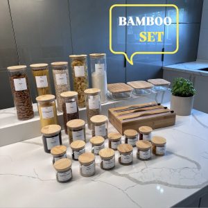 Набір скляних ємностей з бамбуковими кришками "Bamboo Set"